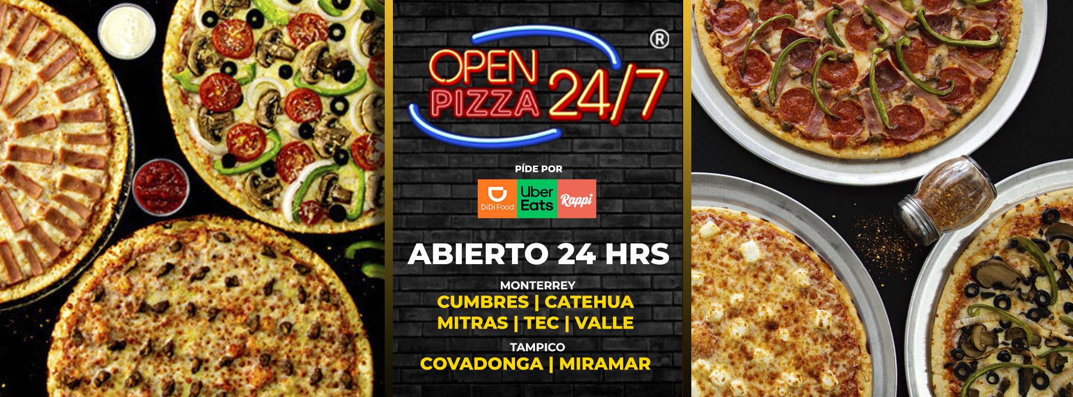 Open Pizza Abierto las 24 Horas te invita a disfrutar sus PROMOS DEL MES solo por Rappi